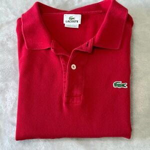 Lacoste Men's Red Short Sleeve Polo Shirt Logo‎ Classic Fit 2XL